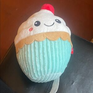 Kawaii Cupcake Plush Pillow - Mint, White, Red